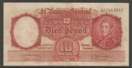 ARGENTINA - 10 PESOS 1953 - 63 - SERIE E Nº 67.766.993E - VZ