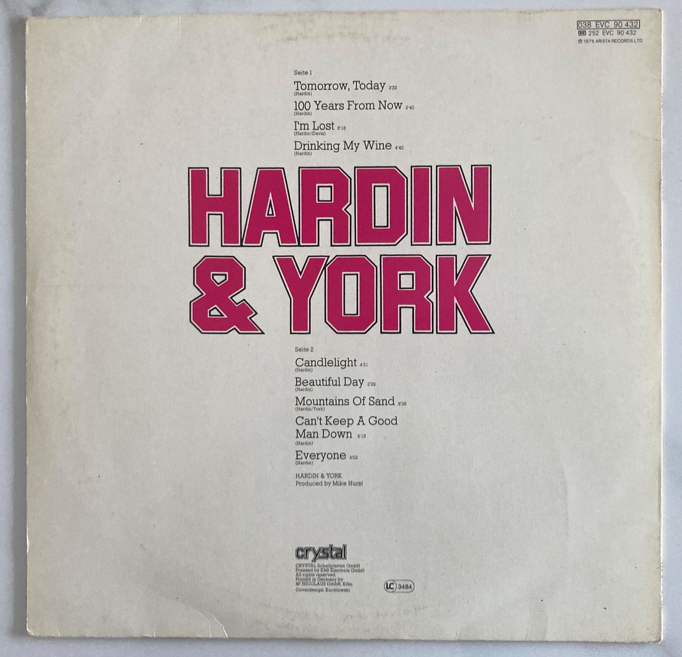 Dischi in vinile: HARDIN / YORK - TOMMOROW, TODAY – Usato da Poliez-Pittet venduto da Newtown-Records 1