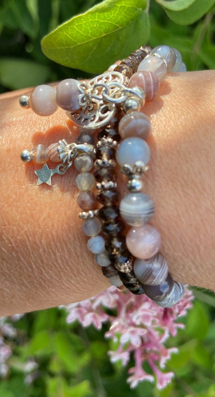 Bracciali & Braccialetti: Edelstein Armband Botswana Achat mit Silber auf Mass – Nuovo e nell'imballaggio originale da Zuzwil SG venduto da Lemliskat 8