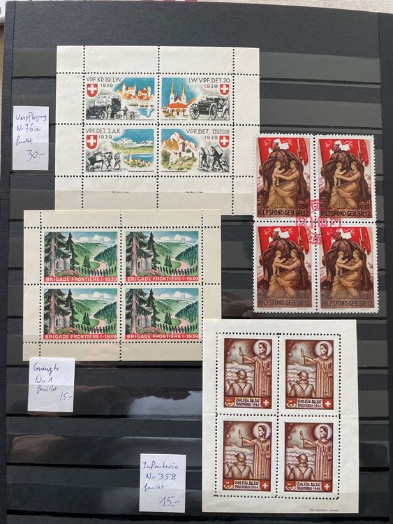 Tutti i francobolli: Timbres militaires: 13 blocs / feuillets cote environ 500.- – Usato da Bôle venduto da Frouz 3