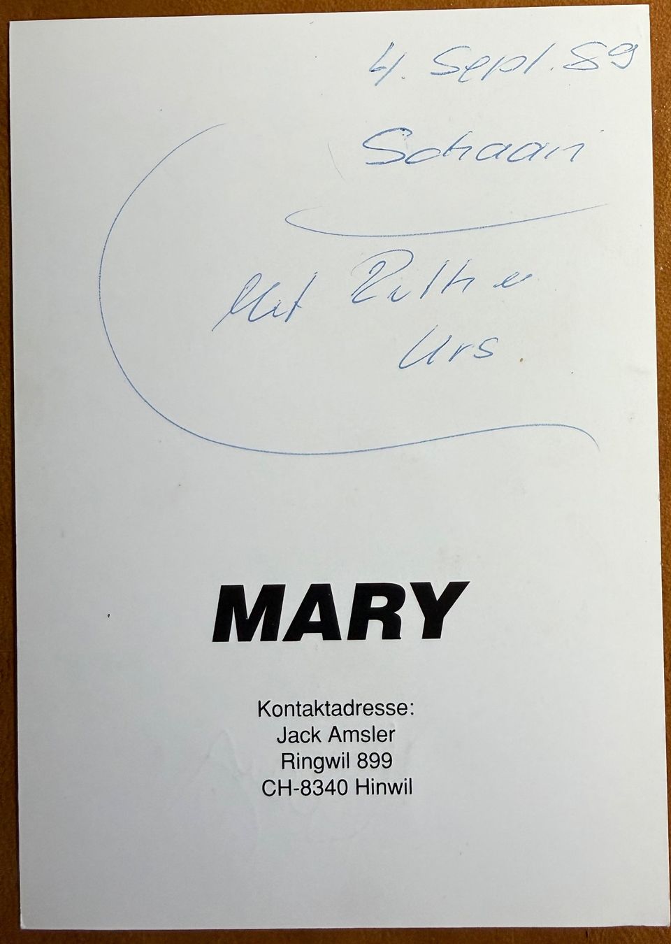 Autographes: Mary - Autogramme – D'occasion à Lutry par Ediego 1