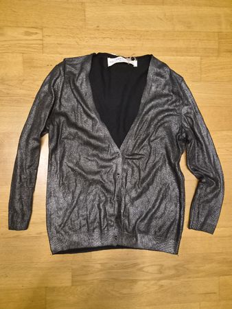 Cardigan Zara Knit noir argenté taille S bon état