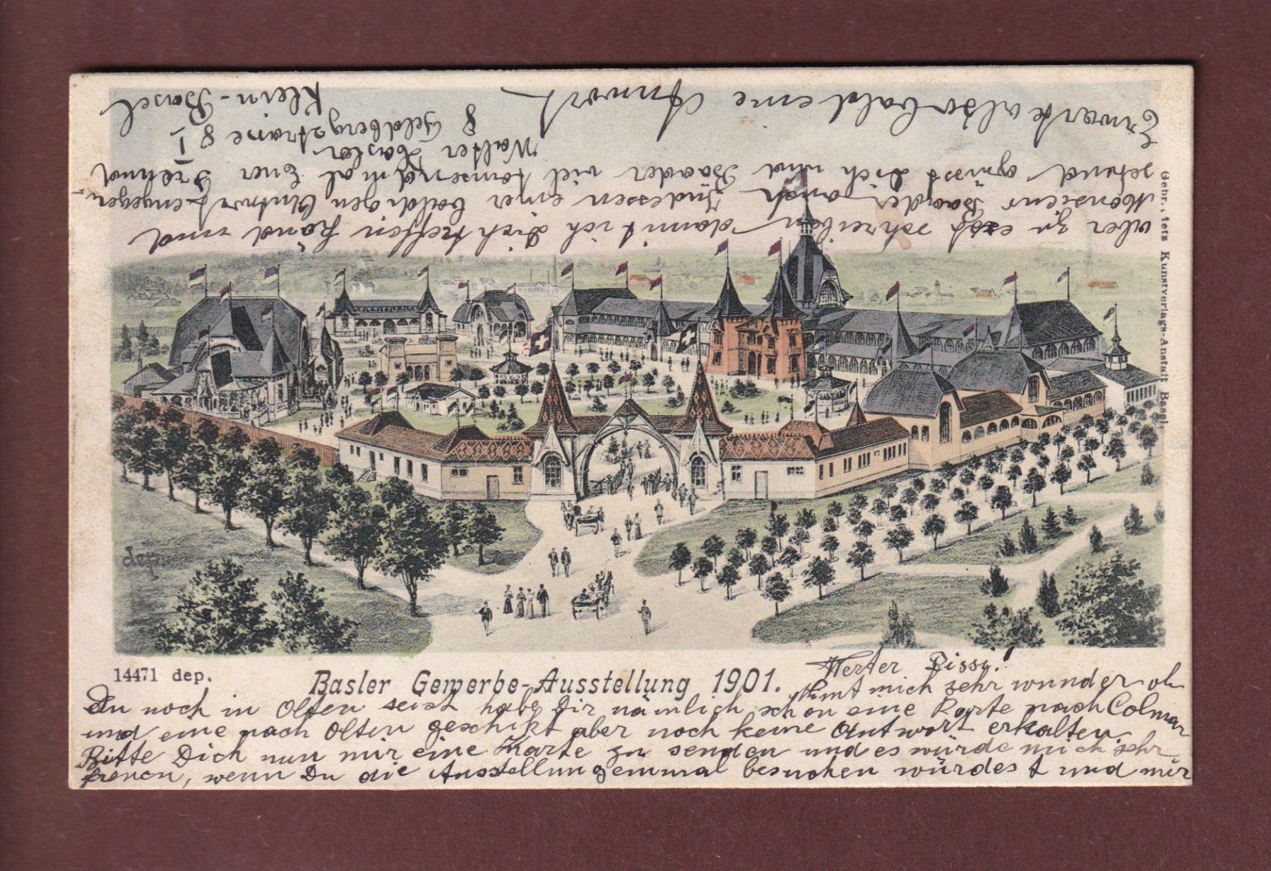 Cartoline postali: BASEL - Gewerbe Ausstellung 1901 – Usato da Pully venduto da nicecards