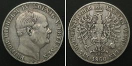 PREUSSEN Taler 1860 A, FRIEDRICH WILHELM IV. Silber ss-vz