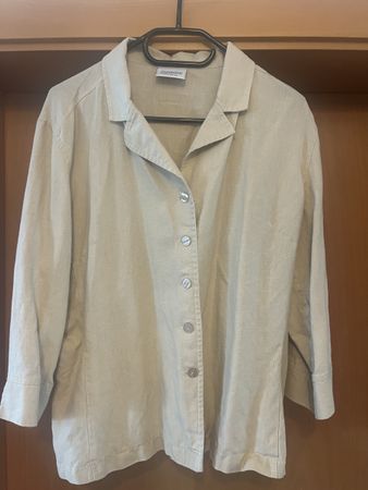 Beige Linen Shirt Blouse Size 46