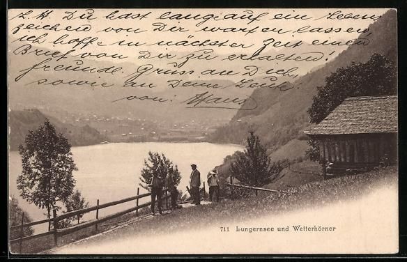 Cartoline postali: Lungern, Lungernsee und Wetterhörner, U – Usato da Berlin venduto da bartko-reher