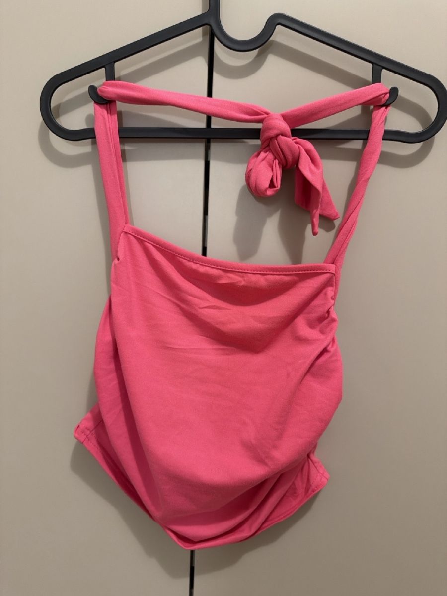 Top: Halter neck top pink polyester blend size M – Usato da Regensdorf venduto da Let-me-win-please