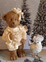 TEDDYBÄR MIT SCHLITTSCHUHE UND DEKOSPATZ