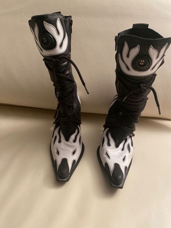 Seltener must have New Rock Stiefel, schwarz/weiss, 38