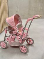 Puppenwagen rosa mit Verdeck guter Zustand (für Zwillinge)