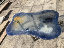 Fusion Glaskunst Couchtisch Salontisch mit echtem Gold