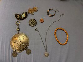 Schmuck Konvolut, Anhänger, Armband, Broschen, Vintage