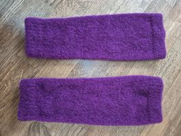 Handknitted 100% wool purple leg warmers