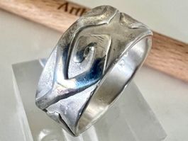Silberschmiede Ring 925 skulpturales Design Vintage Gr 58