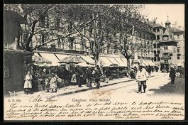 AK Geneve, Place Molard mit Geschäften