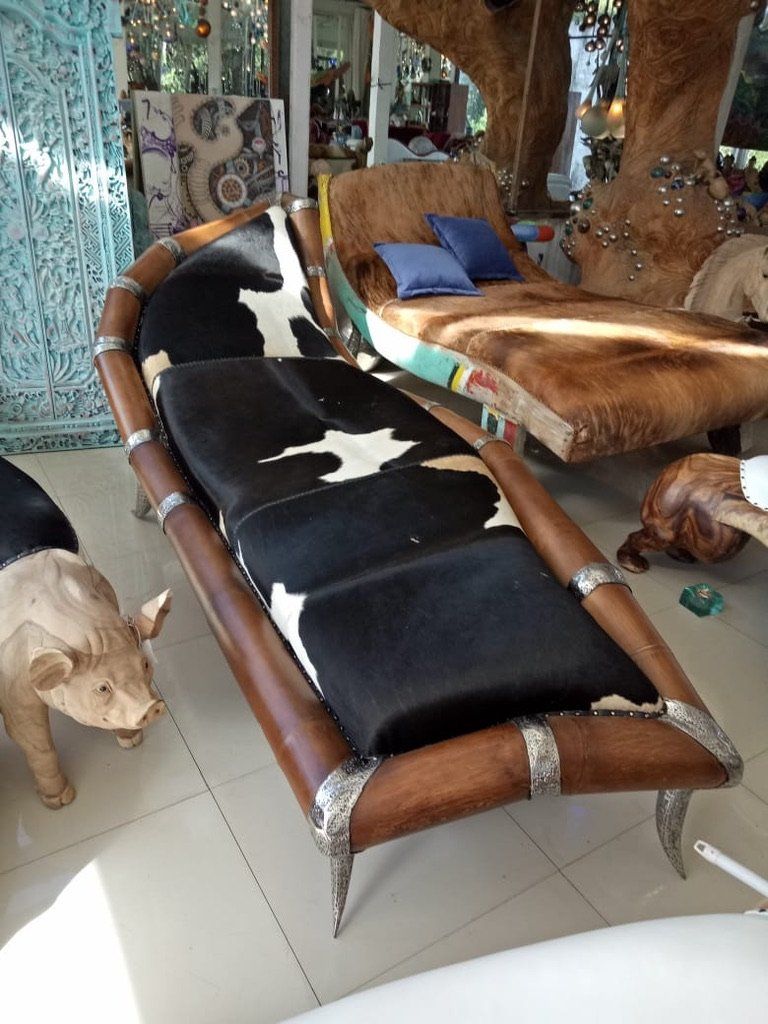 Sedie a sdraio: Couch Polstermöbel Lounge Liege Ottomane Bambus Leder Sofa – Nuovo e nell'imballaggio originale da Daisendorf venduto da Wohn-Kult 9