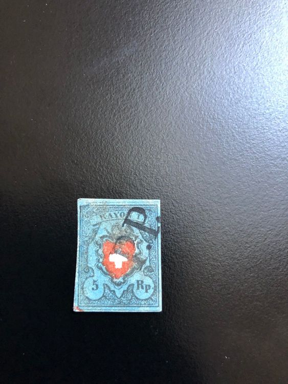 Timbre Suisse N°14a Oblitéré - Variété RAYON I - Couleur BLEU CLAIR - Philatélie