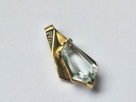 Aquamarin Gold 750 Anhänger mit Diamanten