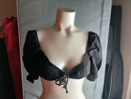 Schwarz Trachten Crop Top Grösse XS-S
