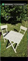 2 Klappstühle und Tisch Holz Weiss Garten Balkon 