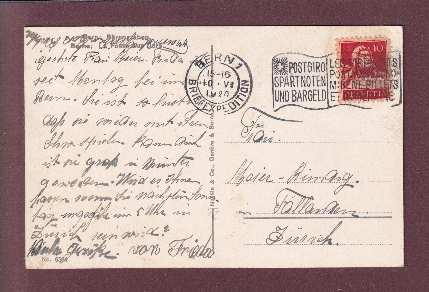 Cartoline postali: BERN - Bärengraben - 1920 – Usato da Pully venduto da nicecards 1