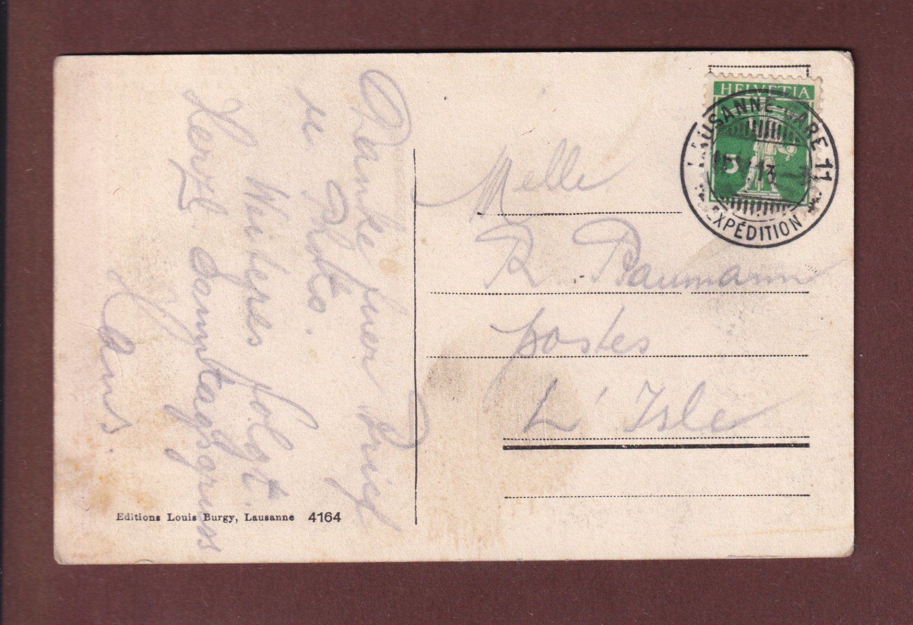 Cartoline postali: LAUSANNE et les Alpes - 1913 – Usato da Pully venduto da nicecards 1