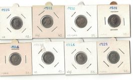 8 x 5 Rappen 1919-20-22-25-26-27-28-29 vz-stgl, CuNi