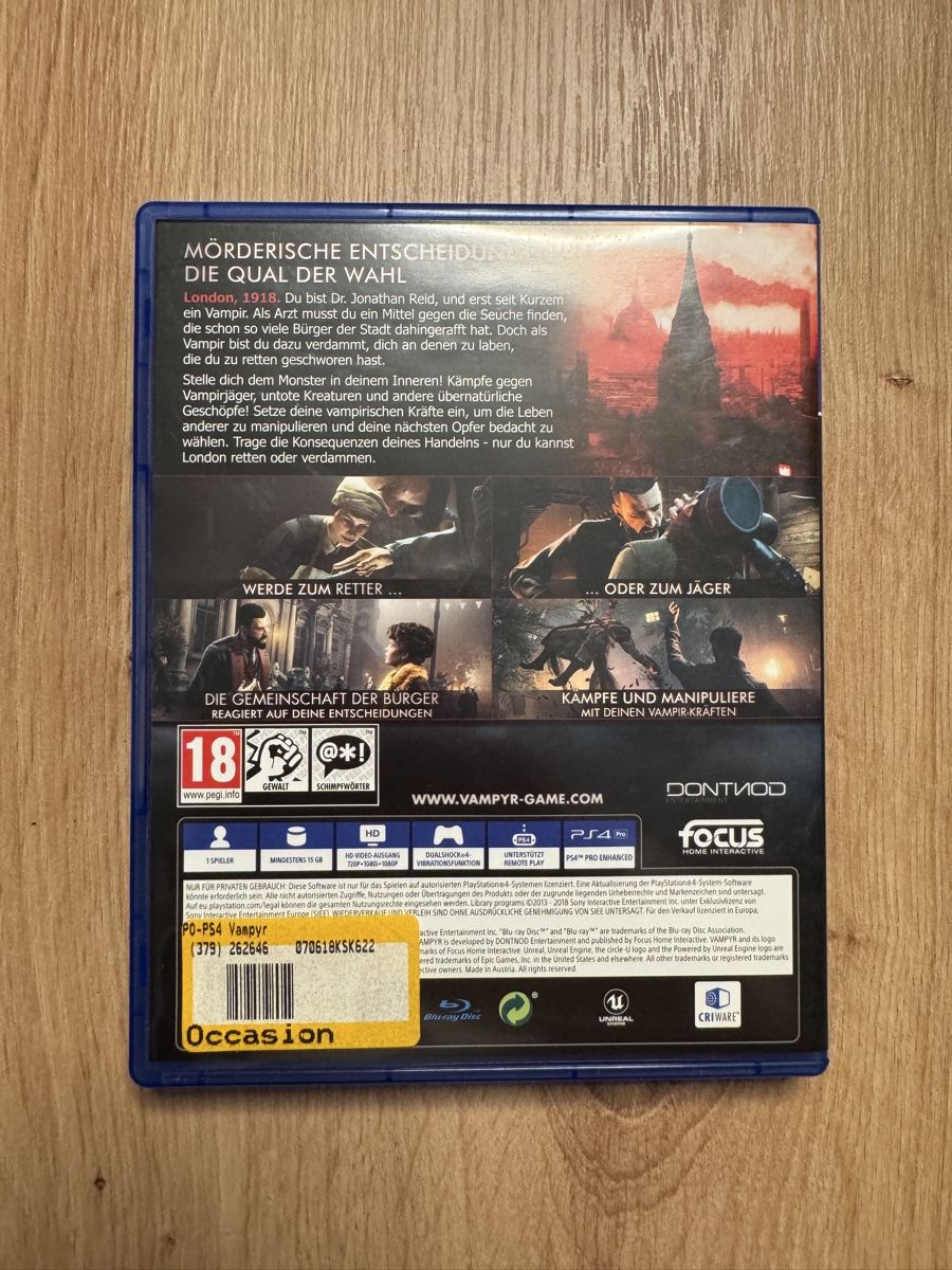 Sony Spiele: Vampyr PS4 Game, Spiel – Gebraucht aus Biberist von etesummer 1