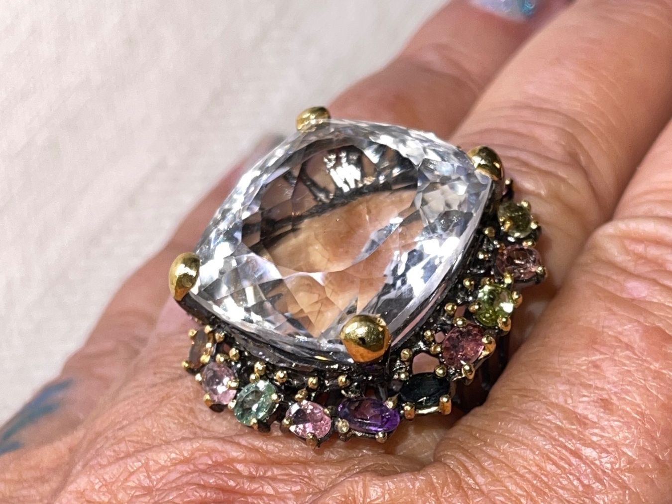 Llan Valls Joies Ringe: Rock Crystal Cocktail Ring Citrine Tourmalines – Neu (gemäss Beschreibung) aus Birsfelden von G.D.d.T. 1