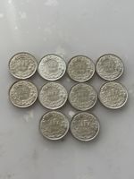 10 x 1/2 Franken 1959 - 1963  Silber  Stgl
