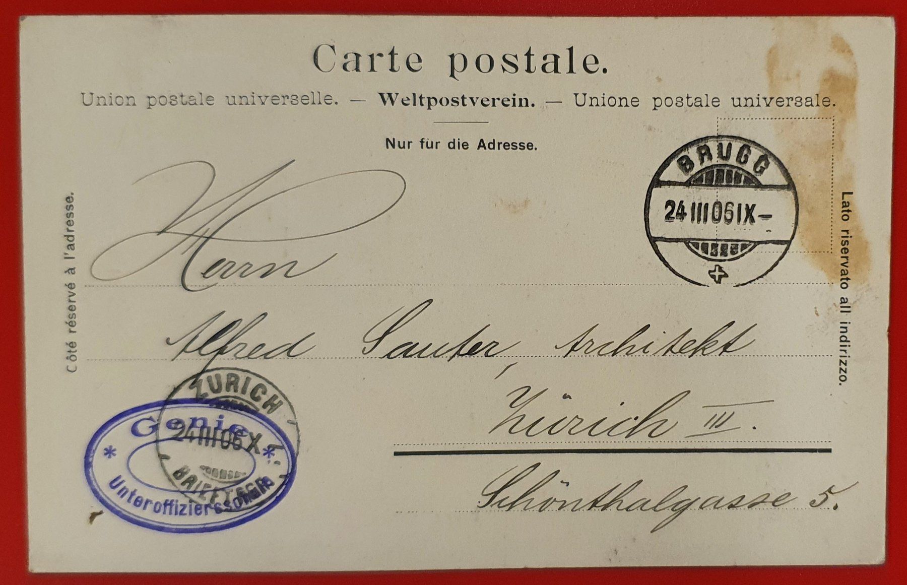 Ansichtskarten: Brugg 1906 - mit Militär-Stempel – Gebraucht aus Kreuzlingen von Rschweiz1 1
