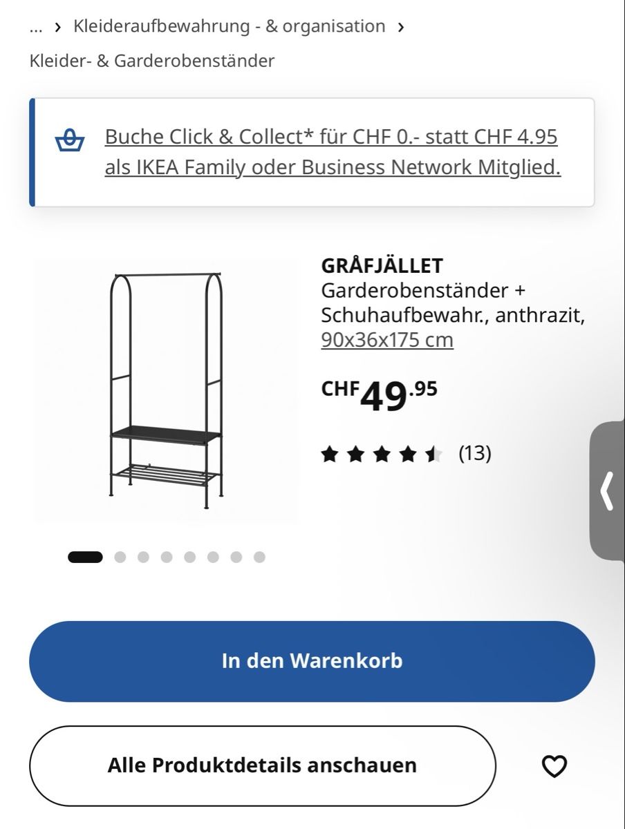Ikea Guardaroba: Garderobe schwarz Metall - Ikea – Usato da Herzogenbuchsee venduto da Anna007 1