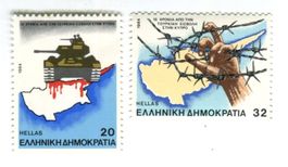 Briefmarken "Türkische Invasion Zyperns". Griechenland