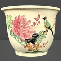 🌿 Antiker Blumentopf – Handbemalt mit Vogelmotiv! 🌸