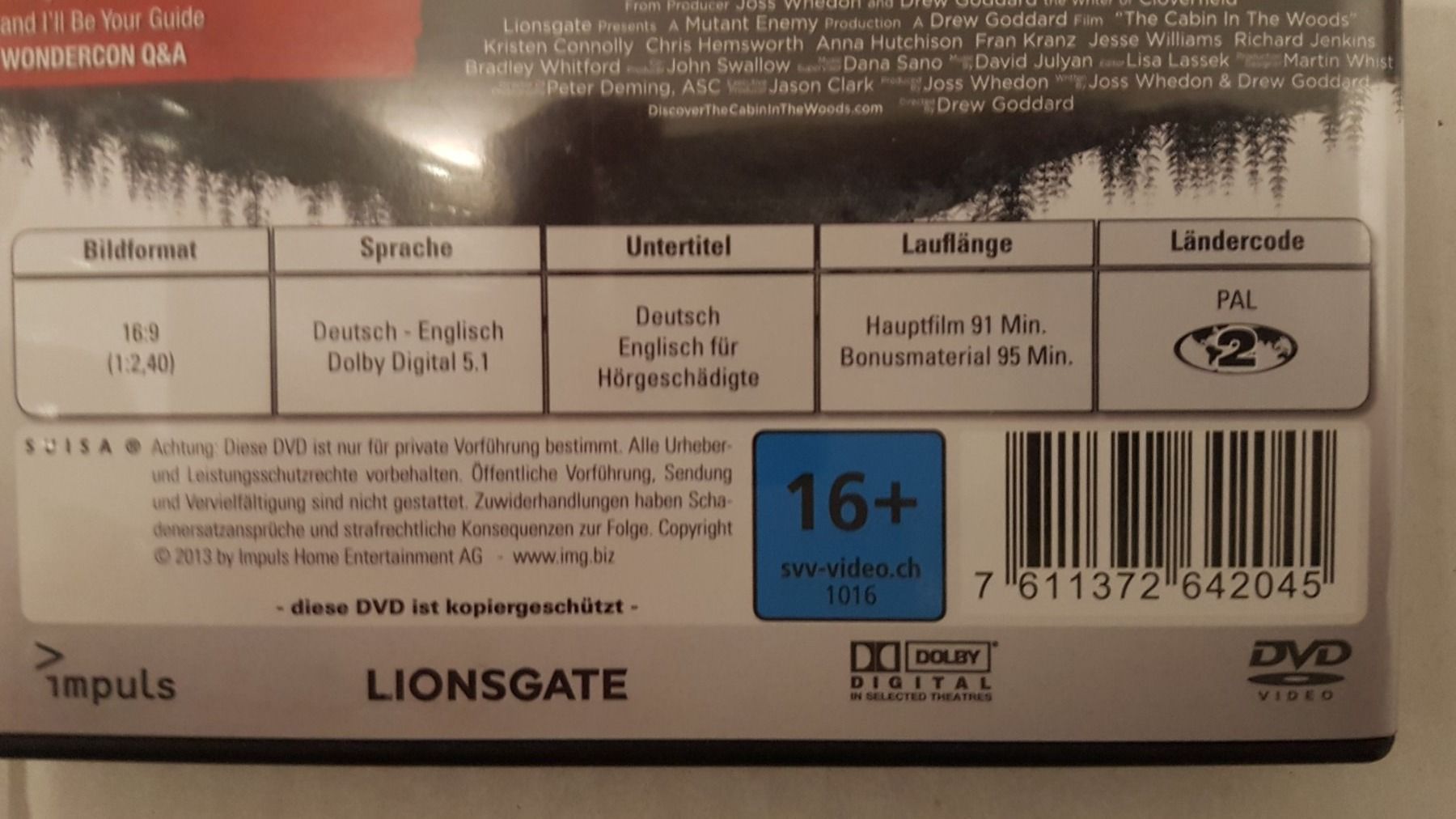 Tutti i DVDs: DVD The Cabin in the woods – Usato da Oetwil am See venduto da fineli2 1