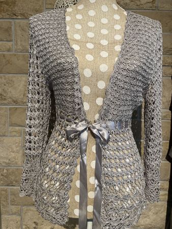 S.Oliver Cardigan Häkeloptik Gr.38 Silbernes Garn, Festlich