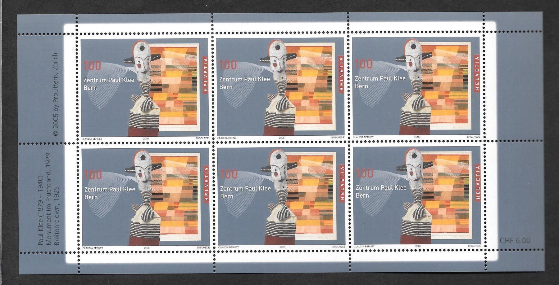 Tutti i francobolli: Kleinbogen 1165 Zentrum Paul Klee Bern ** 10.5.2005 – Nuovo (secondo la descrizione) da Olten venduto da clotaldi