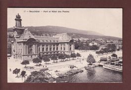 NEUCHÂTEL - Port et Hôtel des Postes - 1919