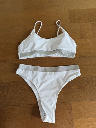 Bikini Set weiss mit Glitzerbund Grösse L guter Zustand