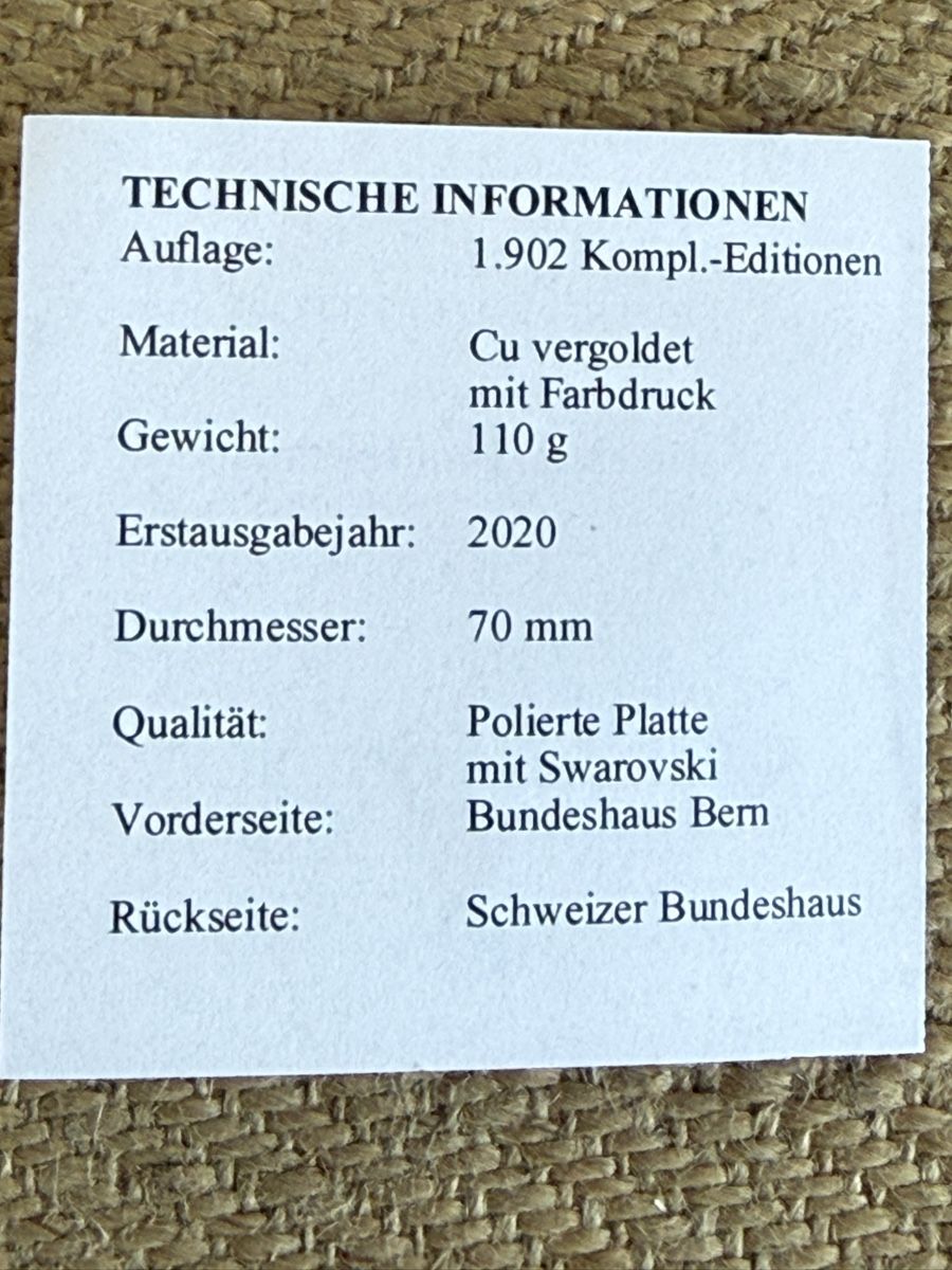 Medaglie: Medaille Bundeshaus Bern 2020 – Usato da Konolfingen venduto da petzipetz 3
