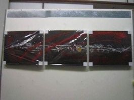 X419 Acrylgemälde 3 tlg. Handbemalt