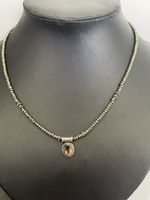 vintage Collier avec pendentif Citrine pierre argent 925