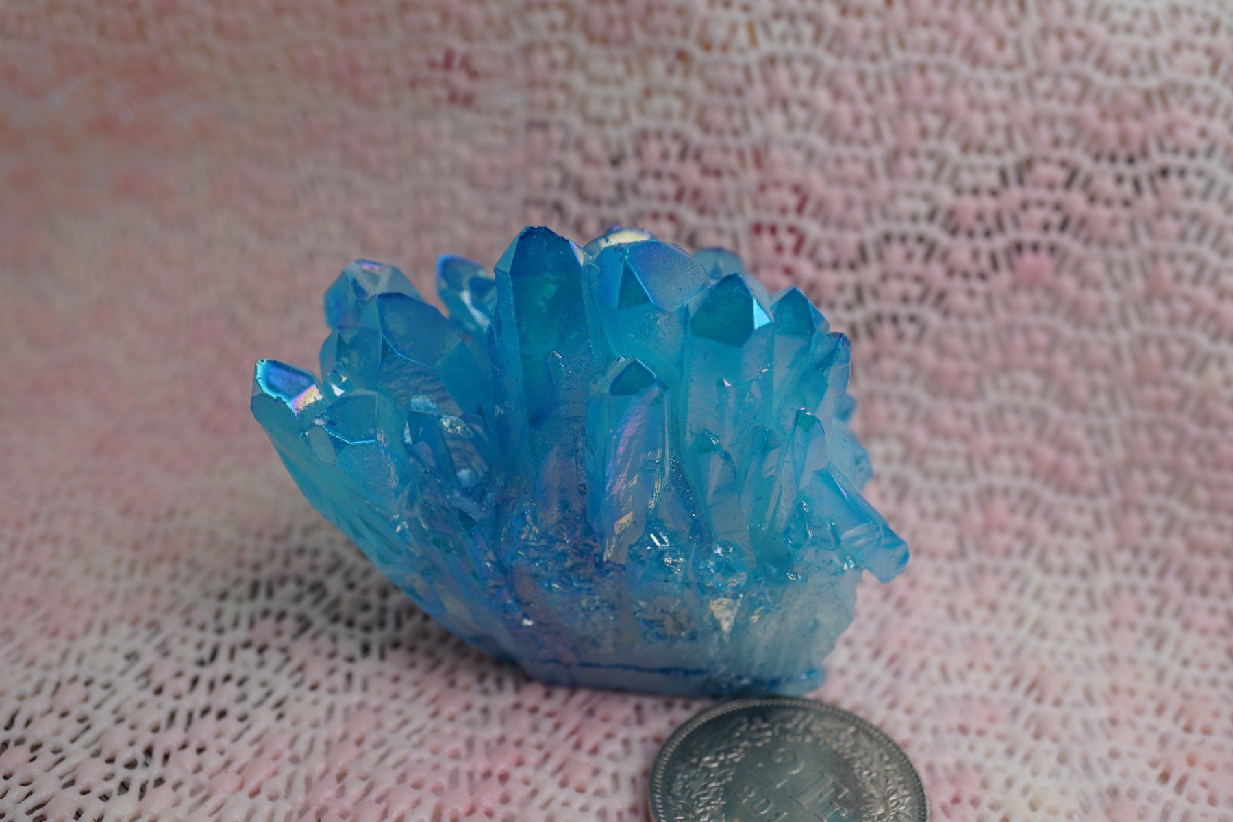 Minerali & Pietre curative: Kristall  Blau Eingefärbt  Irisierend    6cm auf  5cm – Nuovo e nell'imballaggio originale da Eschenbach venduto da Fengg 4