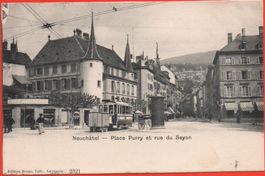 NEUCHÂTEL Place Purry et rue du Seyon - tramway