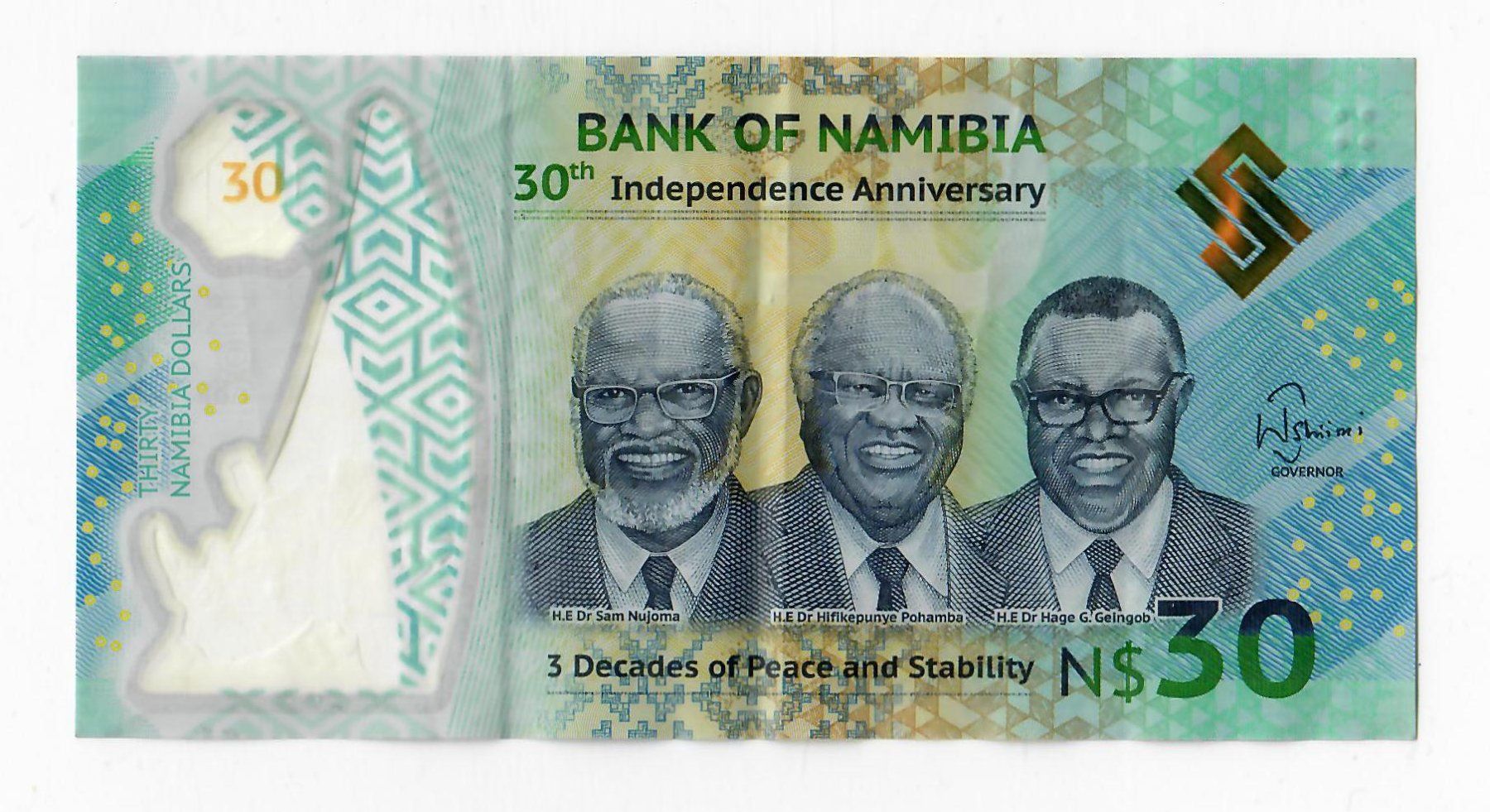 Banconote: Banknote Namibia, 30 Dollars, Independence Anniversary – Usato da Landquart venduto da balboajimmy