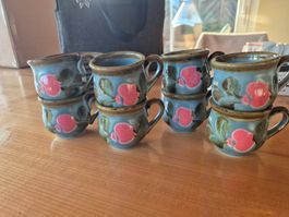 Service café SCHRAMBERG Suisse – Vintage – 8 tasses + 8 sous