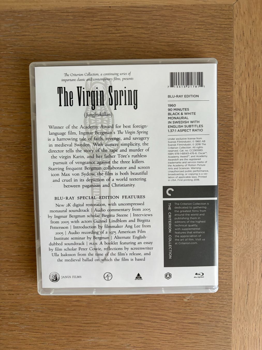 Alle DVDs: BLU RAY THE VIRGIN SPRING CRITERION ZONE A – Gebraucht aus Geneve von tigre69 1