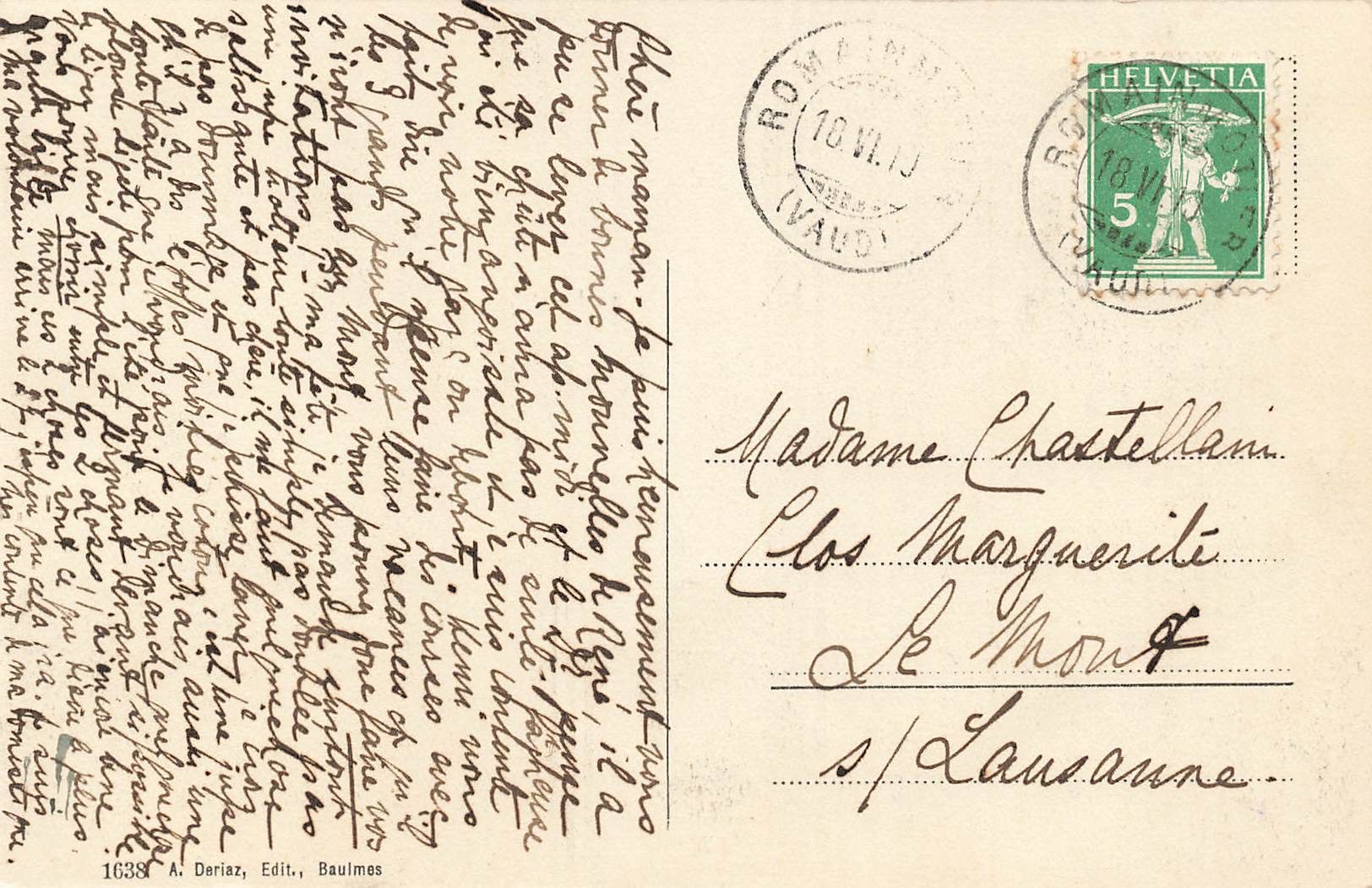 Cartoline postali: Romainmotier – Usato da Biasca venduto da Blenio71 1