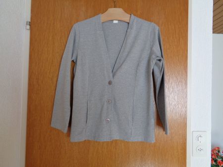 Shirtjacke mit V-Ausschnitt, grau, Baumw./Polyester, Gr. 38