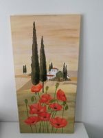 Original Oil Painting: Poppies & Tuscan Landscape 35x70 cm